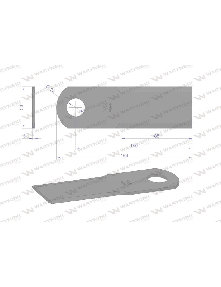 NÓŻ RUCHOMY ŻUKOWO
nowy typ węższe szer. 45mm  
AR 300991 WRR163X50X3