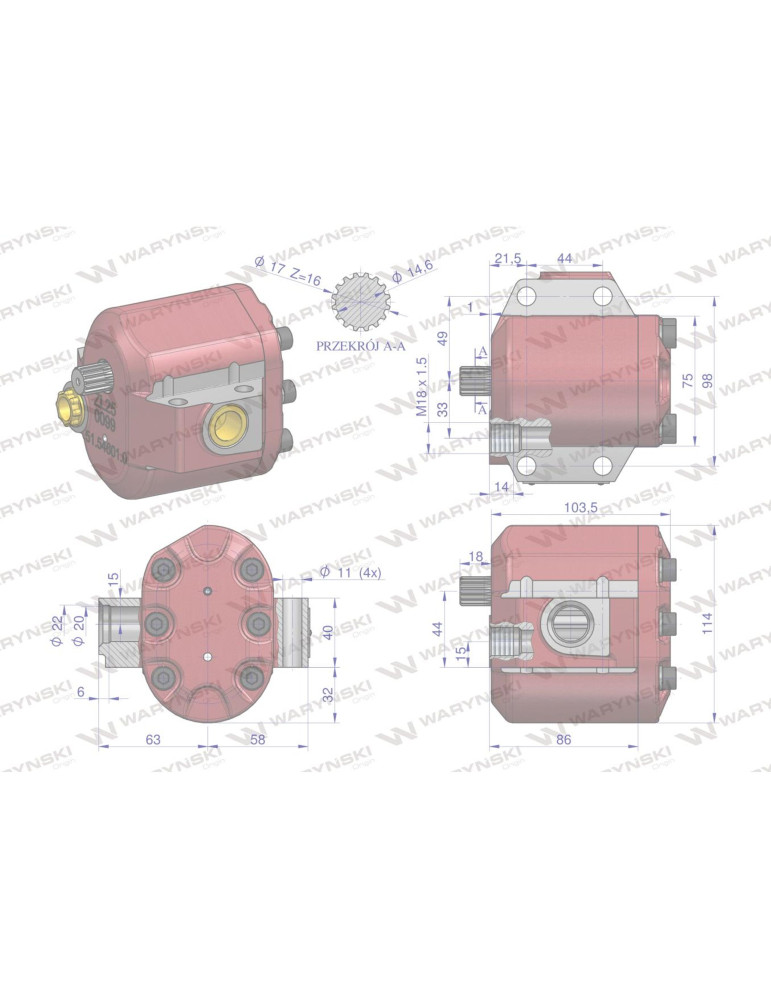 POMPA HYDR WAR 39L/MIN
W-46546310W
C-360
Waryński
46446001
46546310
69114610
69114610 46546310 954631 67114610
zetor 7011
