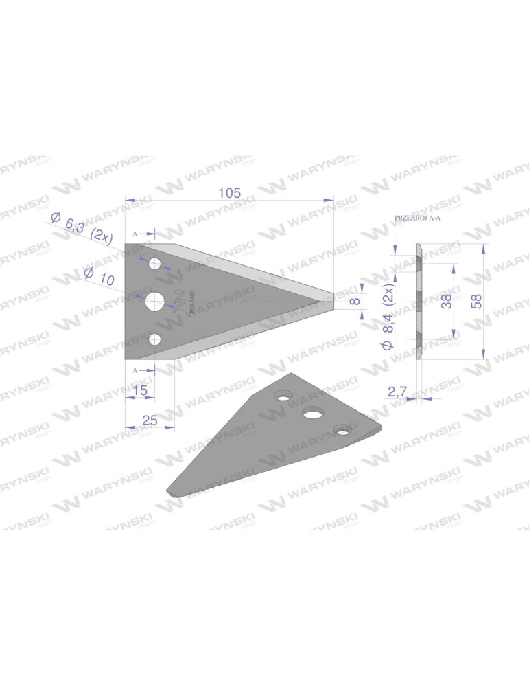 NÓŻ KOSY BOCZNEJ 105X2,7 gładki
Nóż żniwny ostrza gładkie listwa boczna do rzepaku WARYŃSKI ( sprzedawane po 36 )