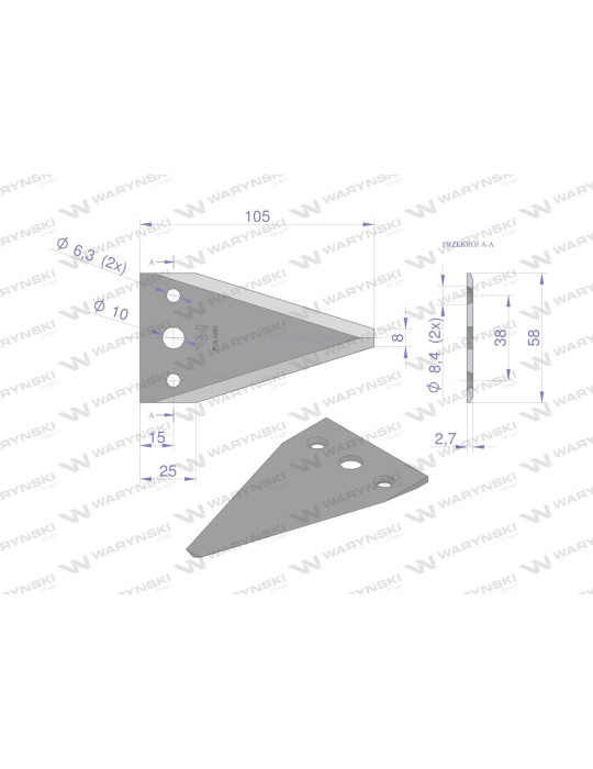 NÓŻ KOSY BOCZNEJ 105X2,7 gładki
Nóż żniwny ostrza gładkie listwa boczna do rzepaku WARYŃSKI ( sprzedawane po 36 )