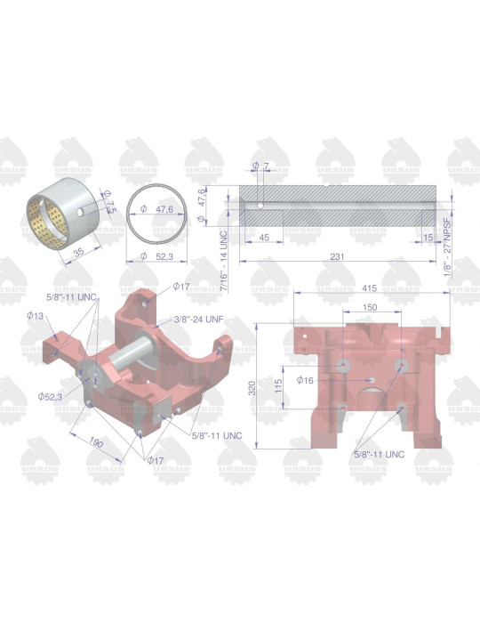 WSPORNIK OSI PRZEDNIEJ MF255 
Wspornik osi przedniej kompletny z sworzniem 3128585M91, 1670974M MF-3 ORYGINAŁ URSUS
...