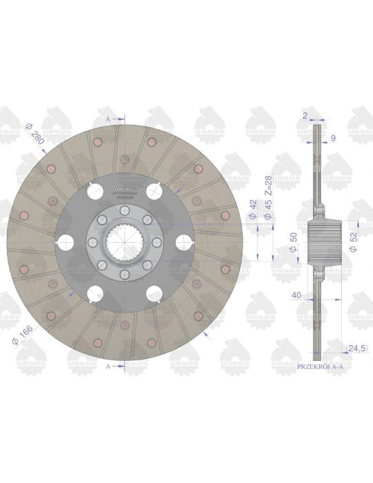 TARCZA SPRZEGŁA II ST 3P URSUS 8-NITÓW
II stopień  3p 
Tarcza sprzęgła napędu przekaźnika II stopnia C-360-3P PREMI...