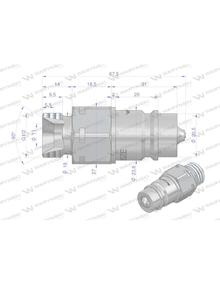 SZYBKOZŁĄCZE HYDR. WTYCZKA 1/2"BSP GZ
Indeks WIAR12SZE
Szybkozłącze hydrauliczne wtyczka G1/2"BSP gwint zewnętrzny...