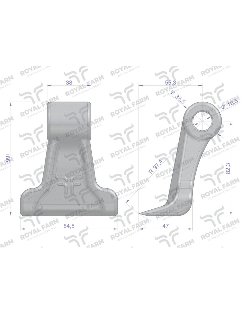 BIJAK 85X40X16,5 Royal Farm
Bijak, młotkowy mulczarka zastosowanie Agrimaster Zanon Leopard otwór 16 mm , Royal Farm...