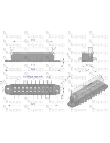 SKRZYNKA BEZP. 10X UNI
SB10UEX
Skrzynka bezpieczników 10-krotna uniwersalna na bezpieczniki płytkowe Expom Kwidzyn... 2