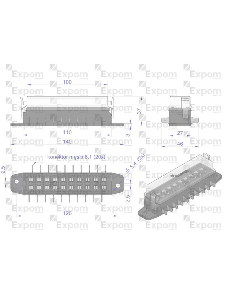 SKRZYNKA BEZP. 10X UNI
SB10UEX
Skrzynka bezpieczników 10-krotna uniwersalna na bezpieczniki płytkowe Expom Kwidzyn...