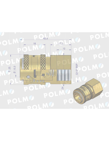 SZYBKOZŁĄCZE PNEUMAT GW.W. 1/2"
P26GNR12GWP
Szybkozłącze pneumatyczne P26 NW7.2 gniazdo 1/2"BSP gwint wewnętrzny PO... 2