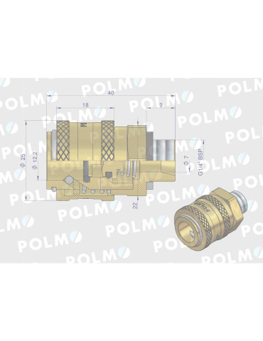 SZYBKOZŁĄCZE PNEUMAT GW.Z. 1/4"
Szybkozłącze pneumatyczne P26 NW7.2 gniazdo 1/4"BSP gwint zewnętrzny POLMO ( sprzeda... 2