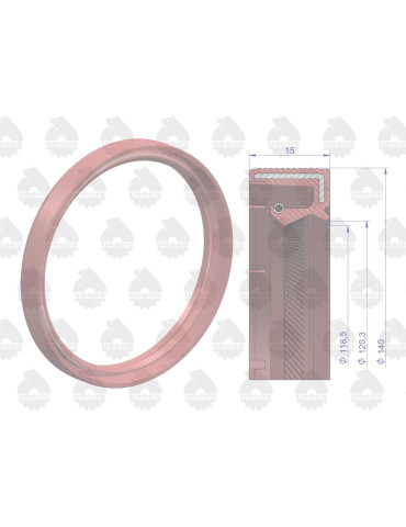 120X140X15 SIMMERING C-360 OEM 
Pierścień uszczelniający uszczelniacz wału korbowego tylny 120x140x15 Zetor Fluoroel... 2