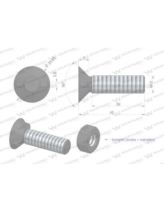 ŚRUBA M12X45 12.9 DWUNOS. 24MM ŁEB
Śruba kpl. płużna dwunoskowa większy łeb M12x45 mm kl.12.9 Waryński ( sprzedawane...