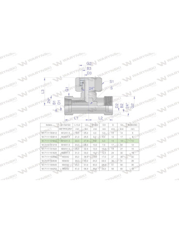 TRÓJNIK BAB M16X1,5 10L
Trójnik hydrauliczny symetryczny metryczny BAB M16x1.5 10L (XEVT) Waryński ( sprzedawane po...