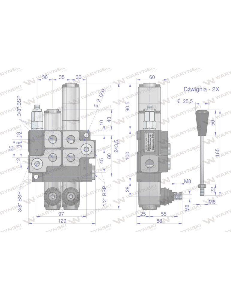ROZDZIELACZ HYDRAUL.2-SEKC 40L1- pływająca
W-ROZ40L/2X1P
	Rozdzielacz hydrauliczny 2-sekcyjny max przepływ 40L 1-se...