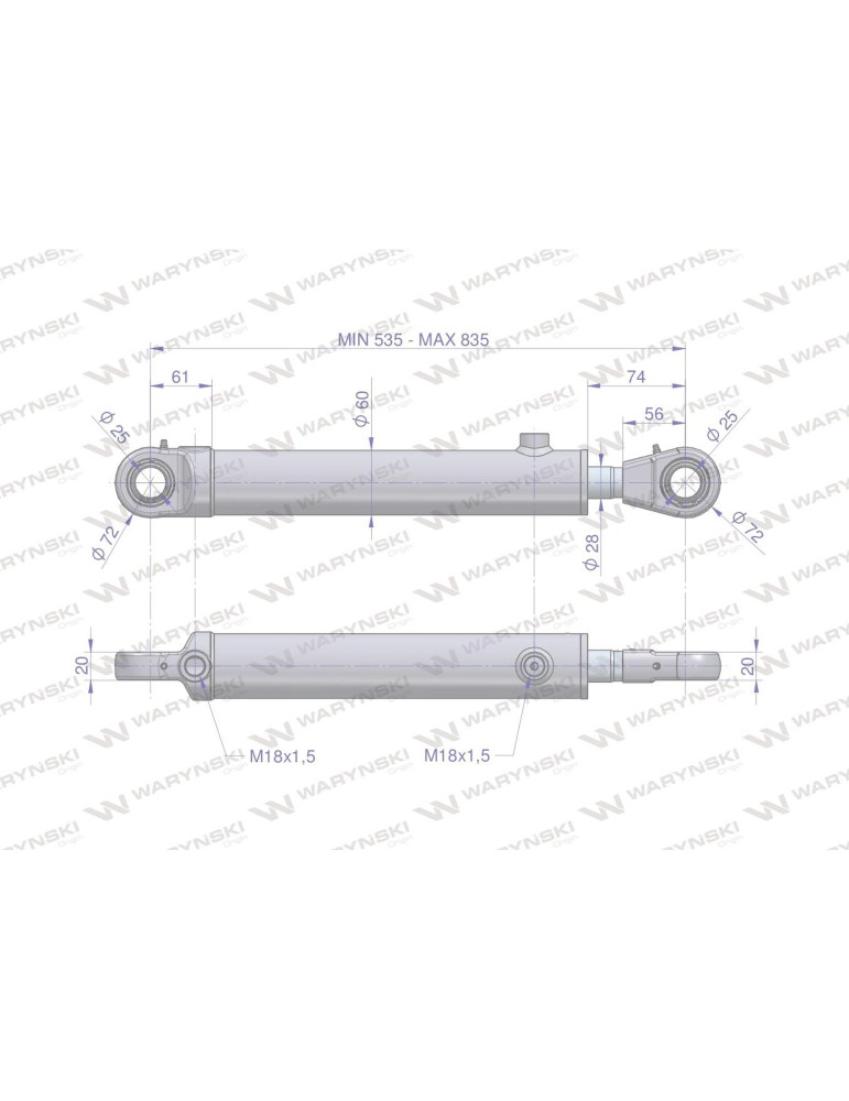 SIŁOWNIK WSPOMAGANIA.UKŁ..KIER 
Cylinder hydrauliczny - siłownik dwustronny wspomagania układu kierowniczego (SMT2CJ...