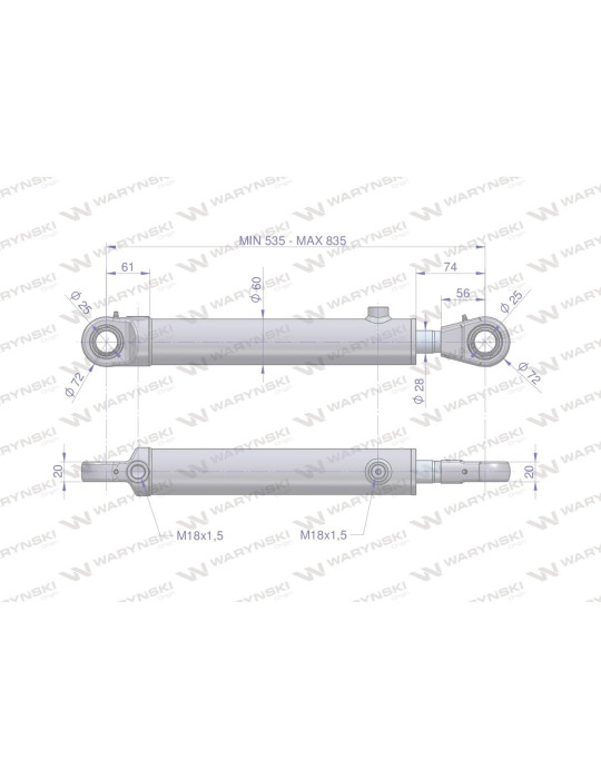 SIŁOWNIK WSPOMAGANIA.UKŁ..KIER 
Cylinder hydrauliczny - siłownik dwustronny wspomagania układu kierowniczego (SMT2CJ...