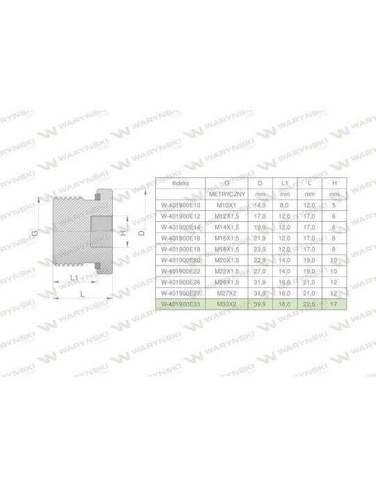 KOREK M33X2 
5052350030
zbiornik paliwa Bizon
Korek hydrauliczny metryczny (na imbus) M33x2 ED Waryński ( sprzedaw...