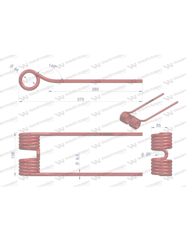 PALEC PRZET-ZGR CLASS 9568151 CZERW
 PRZET-ZGR CLASS
Palec przetrząsaczo-zgrabiarki karuzelow zastosowanie Claas Wa...