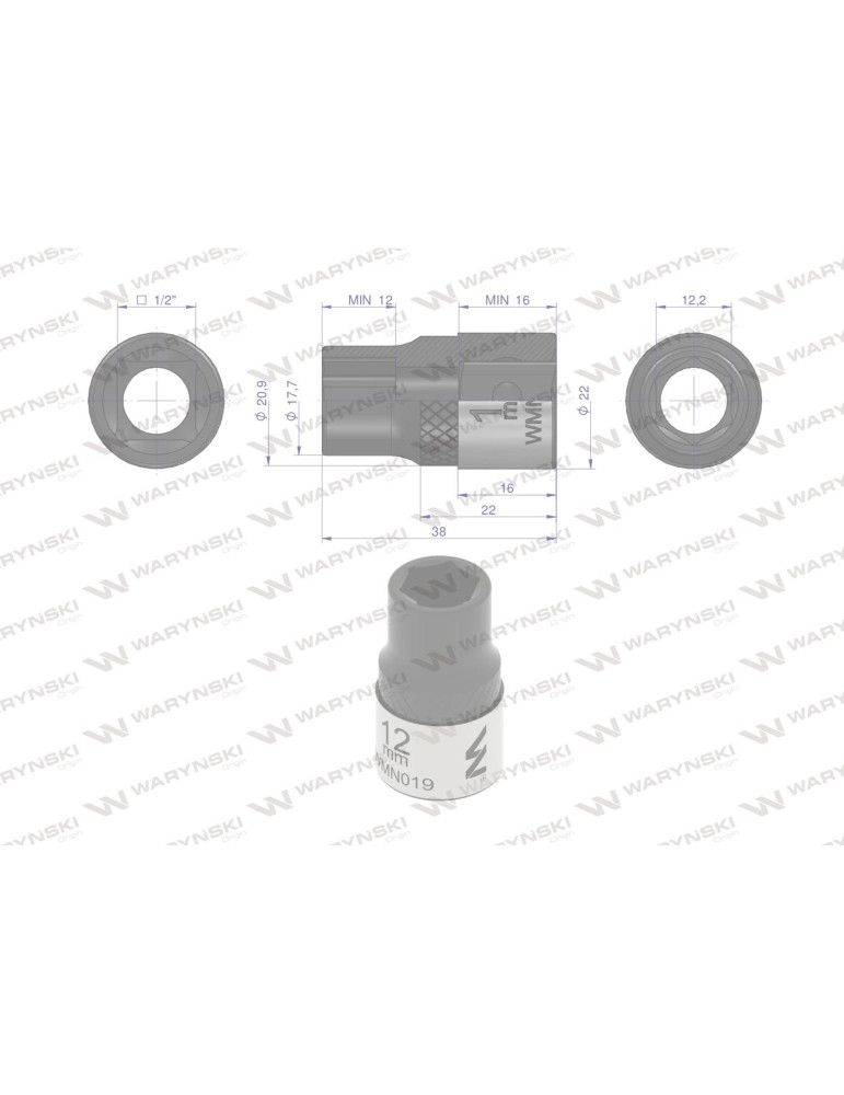 NASADKA SZEŚCIOKĄTNA 1/2"12MM Waryński
WMN019