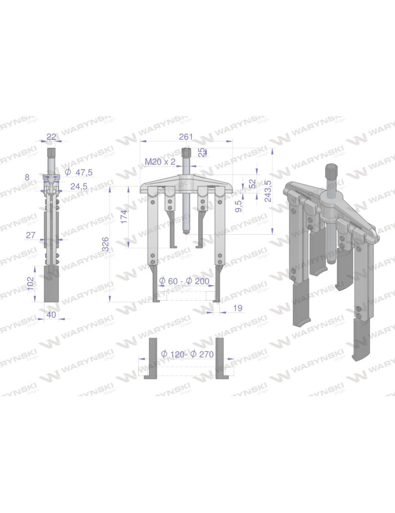 ŚCIĄGACZ 2-RAM.TYP T 120-270 ZESTAW
WMB048
Zestaw ściągaczy do łożysk dwuramiennych z przedłużonymi ramionami typ T...