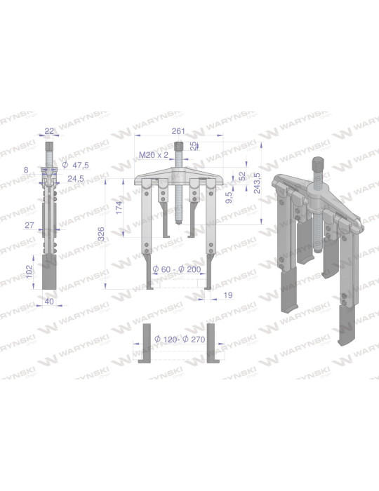 ŚCIĄGACZ 2-RAM.TYP T 120-270 ZESTAW
WMB048
Zestaw ściągaczy do łożysk dwuramiennych z przedłużonymi ramionami typ T...