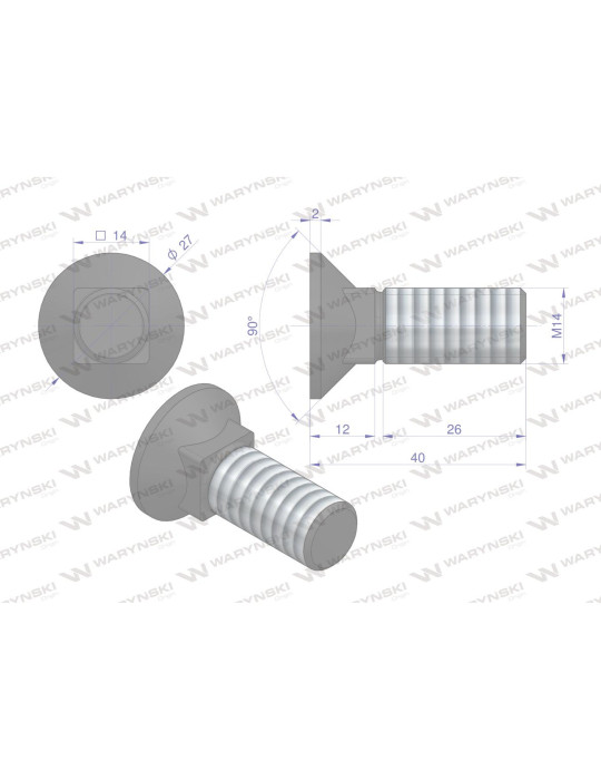 ŚRUBA M14X40 10.9 LEMIESZ DIN608
Śruba kpl. płużna podsadzana D 608 M14x40 mm kl.10.9 Waryński ( sprzedawane po 10 )...