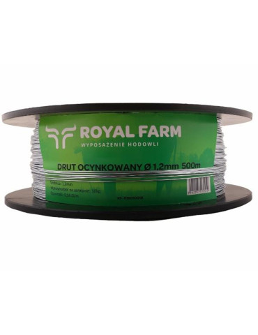 DRUT OGRODZ.500M OCYNKOWANY ROYAL FARM
Drut (szpula) do pastucha 500m ocynkowany fi 1.2 mm ROYAL FARM RM-105010018
...
