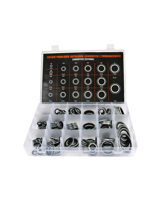 ZESTAW PODKŁADEK MET-GUM 205 SZT
Indeks T-ZES-PMG-D
Zestaw podkładek metalowo-gumowych z prowadzeniem 205szt TEGER
...
