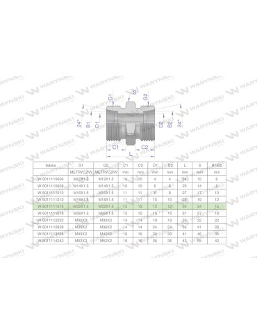 ZŁĄCZKA BB 22/22
W-5011111515

Złączka hydrauliczna metryczna BB M22x1.5 15L (XG) Waryński ( sprzedawane po 10 )
...