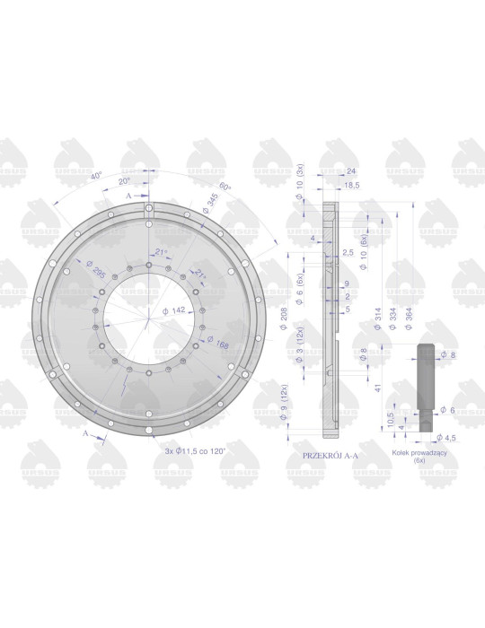 POKRYWA SPRZĘGŁA C-360/C- 330
Z KOŁKAMI PROWADZĄCYMI
46411220 SPRZ
mocująca łapki