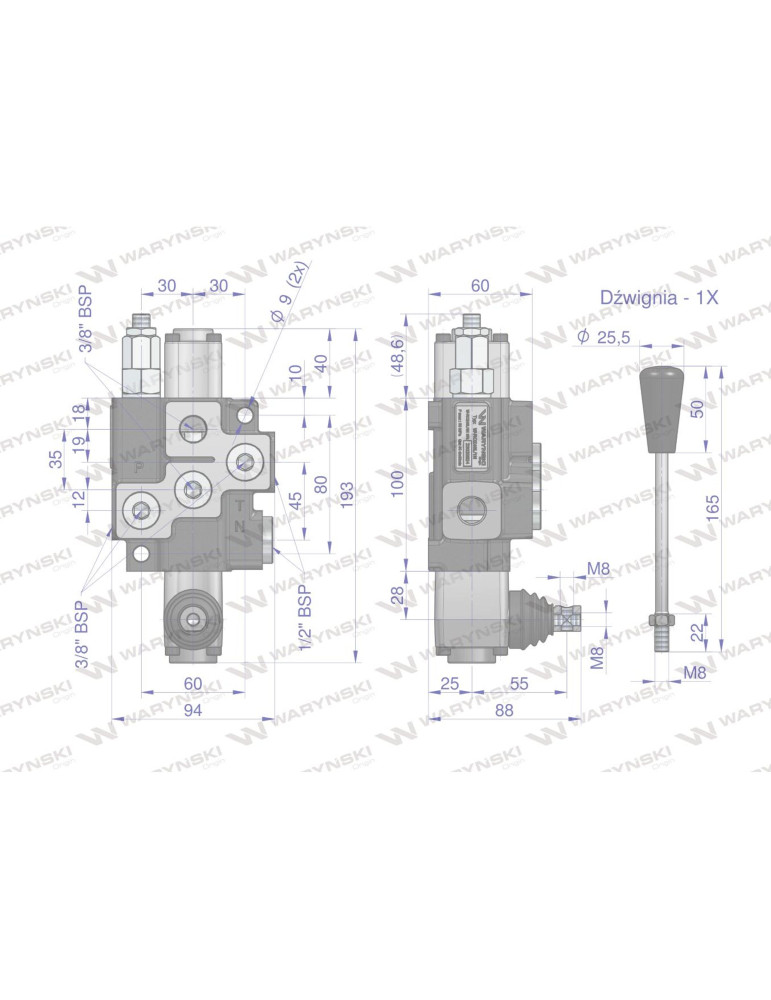 ROZDZIELACZ HYDRAUL.1-SEKC 40L 1-STRONNEGO
Rozdzielacz hydrauliczny 1-sekcyjny (sekcja nurnikowa) max przepływ 40L W...