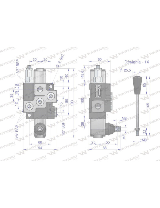 ROZDZIELACZ HYDRAUL.1-SEKC 40L 1-STRONNEGO
Rozdzielacz hydrauliczny 1-sekcyjny (sekcja nurnikowa) max przepływ 40L W...
