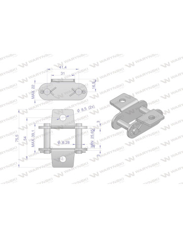 SPINKA CA550VK UCHWYTEM 8,2MM
Zamek łańcucha z przyłączem obustronnym CA550VK1 Waryński ( sprzedawane po 5 )
Indeks... 2