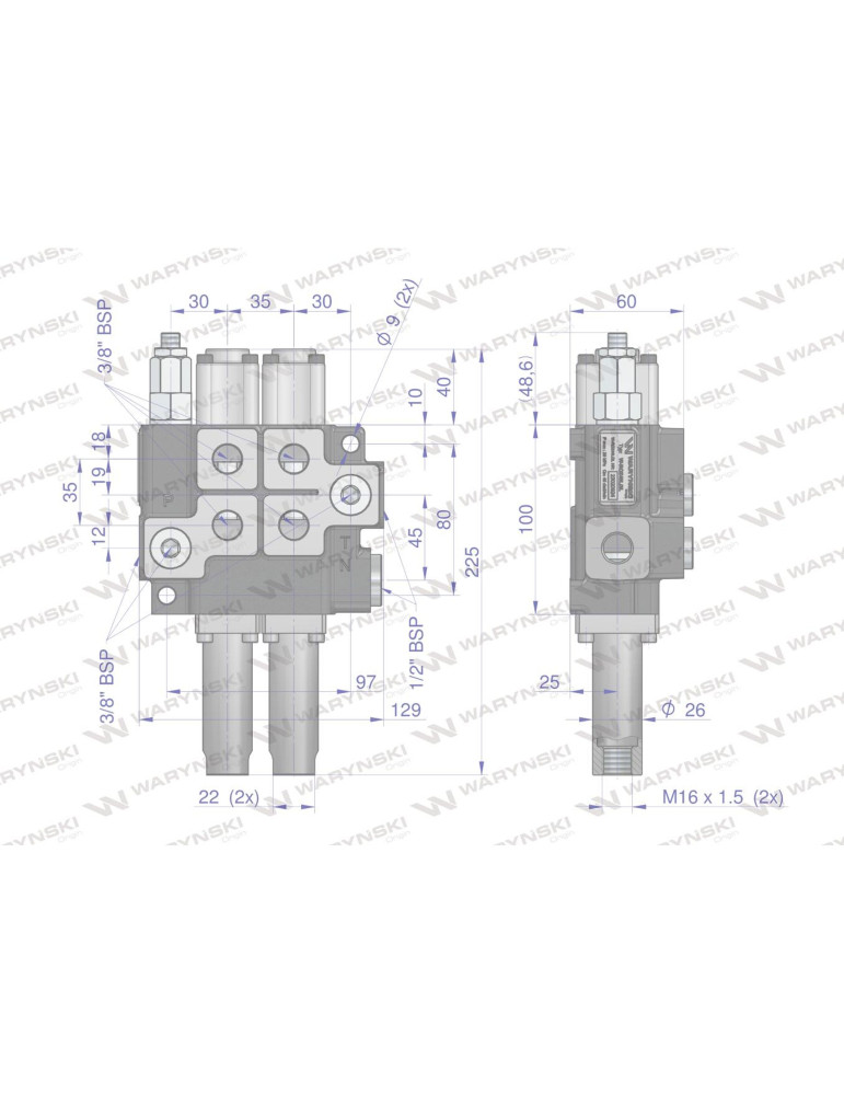 ROZDZIELACZ HYDR.2-SEKC 40L sterowany na linkę
Rozdzielacz hydrauliczny dwusekcyjny (2) 40L sterowany joystickiem Wa...