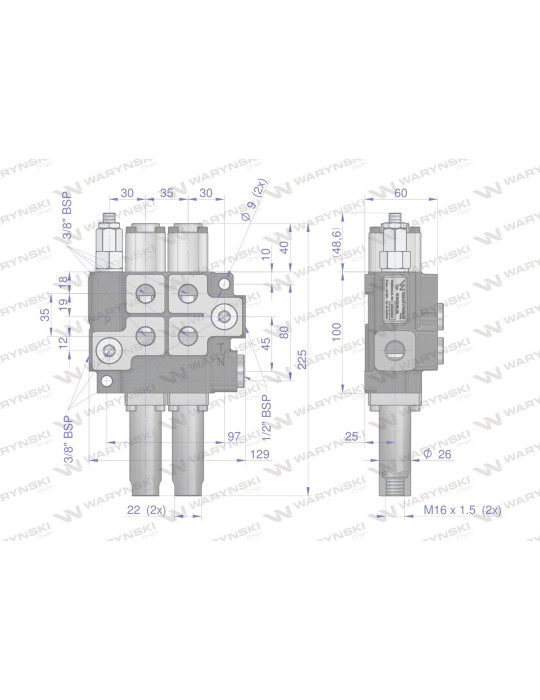 ROZDZIELACZ HYDR.2-SEKC 40L sterowany na linkę
Rozdzielacz hydrauliczny dwusekcyjny (2) 40L sterowany joystickiem Wa...
