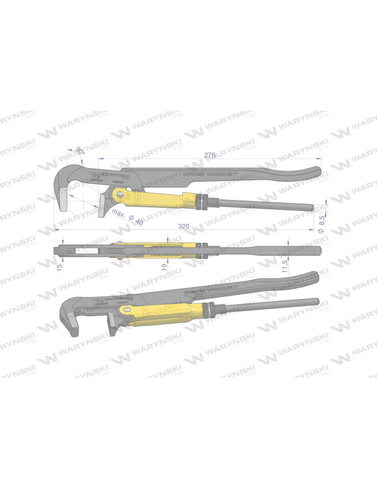 SZCZYPCE SZWED TYP 90°L320 WMH081
Szczypce nastawne 1" szwedzkie do rur szczęki typ 90° o rozstawie max 40mm długość...