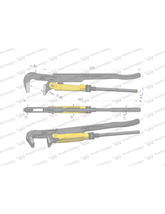 SZCZYPCE SZWED TYP 90°L320 WMH081
Szczypce nastawne 1" szwedzkie do rur szczęki typ 90° o rozstawie max 40mm długość...