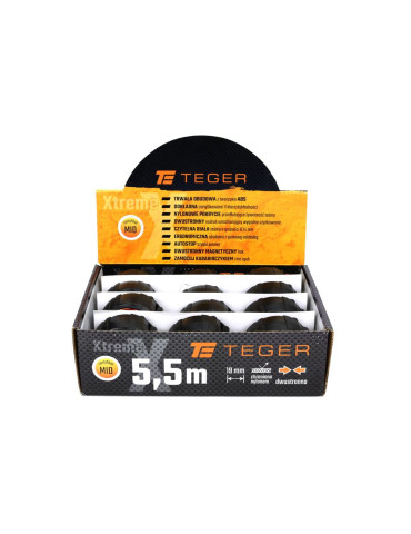MIARA ZWIJANA 5,5M 19MM TEGER
T-AM-010
Miara stalowa dwustronna rozwijana 5.5m 19mm sprzedawana po 12 szt w kartoni... 2
