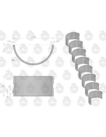 Panewka kor.N100 
Komplet panewek korbowodowych N100 4-szlif, bimetaliczne, C-360, Zetor 50503124, 90030144 ZNMR ENG... 2