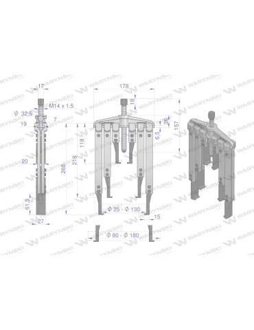 ŚCIĄGACZ 2-RAM.TYP T 80-180 WMB047
WMB047
Zestaw ściągaczy do łożysk dwuramiennych z przedłużonymi ramionami typ T... 2