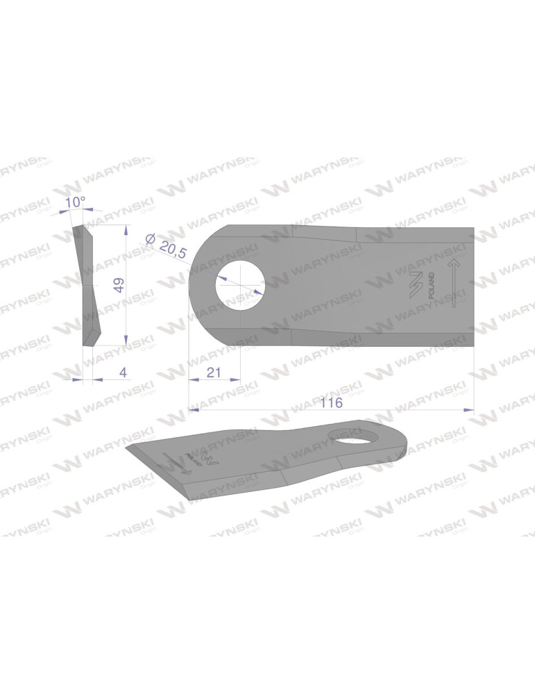 NÓŻ 116X48X4 FI20,5  LEWY KUHN
WKR116X48X4L
Nóż. nożyk kosiarka lewy 116x48x4mm otwór 20.5 zastosowanie 6804710 Kuh...