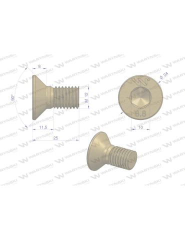 Śruba 5036010500 im10
W-799128825	
M12x25 stożek do talerza 
Śruba talerza M12x26 - imbus 10 Kosiarka rotacyjna DI... 2