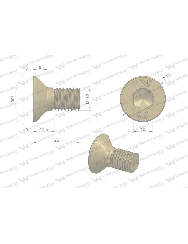 Śruba 5036010500 im10
W-799128825	
M12x25 stożek do talerza 
Śruba talerza M12x26 - imbus 10 Kosiarka rotacyjna DI...