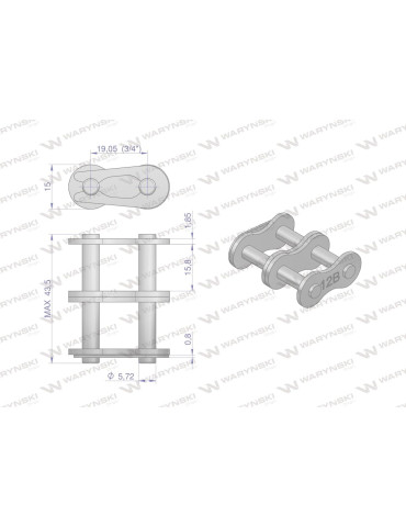 ZAMEK ŁAŃ 12B-2
R2-3/4" 
spinka łańcucha dwurzędowego
Zamek łańcucha 12B-2 (R2 3/4) Waryński ( sprzedawane po 10 )... 2