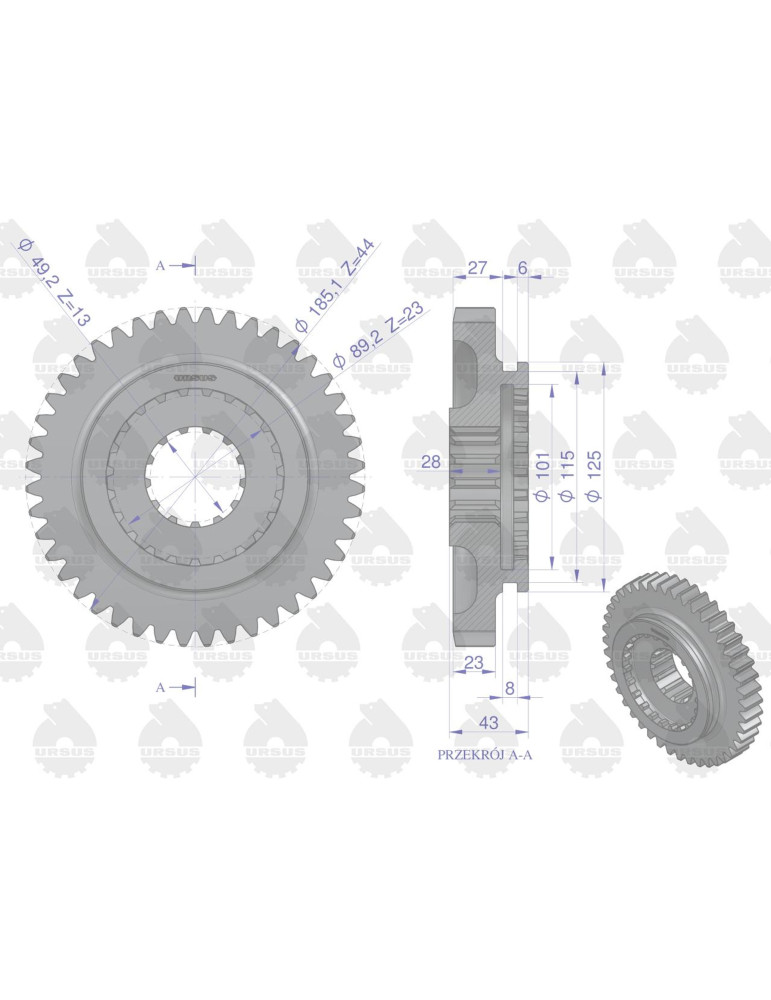 Koło przesuwne reduktora
50419490 U
przesuwne reduktora Orginał