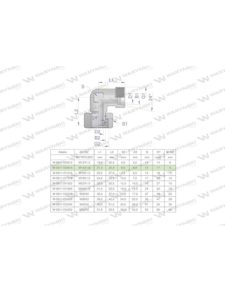 KOLANO AB 14/14
W-5811150814

Kolanko hydrauliczne metryczne AB M14x1.5 08L (XEVW) Waryński ( sprzedawane po 2 )
...