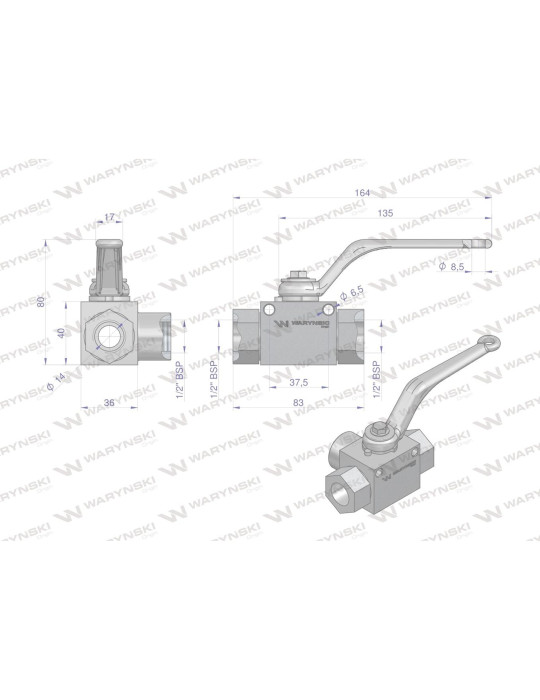 ZAWÓR KULOWY 3-DROŻNY G1/2"
WKH3-B-1/2BSP
Zawór kulowy hydrauliczny 3-drogowy 3/2 - 1/2"BSP z otworami mocującymi 5...