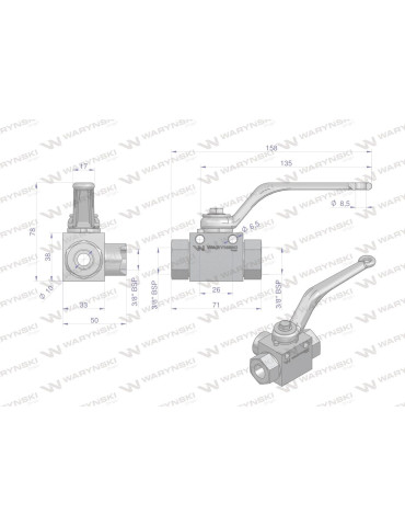 ZAWÓR KULOWY 3-DROŻNY G3/8"
Zawór kulowy hydrauliczny 3-drogowy 3/2 - 3/8"BSP z otworami mocującymi 500 bar Waryński... 2