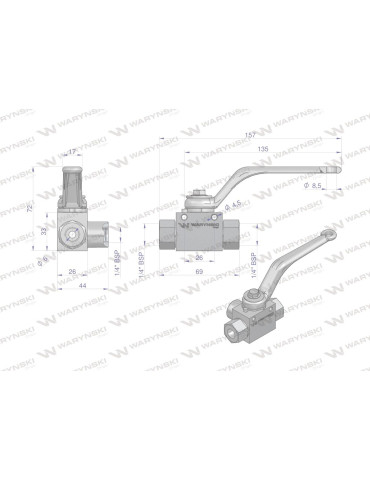 ZAWÓR KULOWY 3-DROŻNY G1/4"
WKH3-B-1/4BSP

Zawór kulowy hydrauliczny 3-drogowy 3/2 - 1/4"BSP z otworami mocującymi... 2