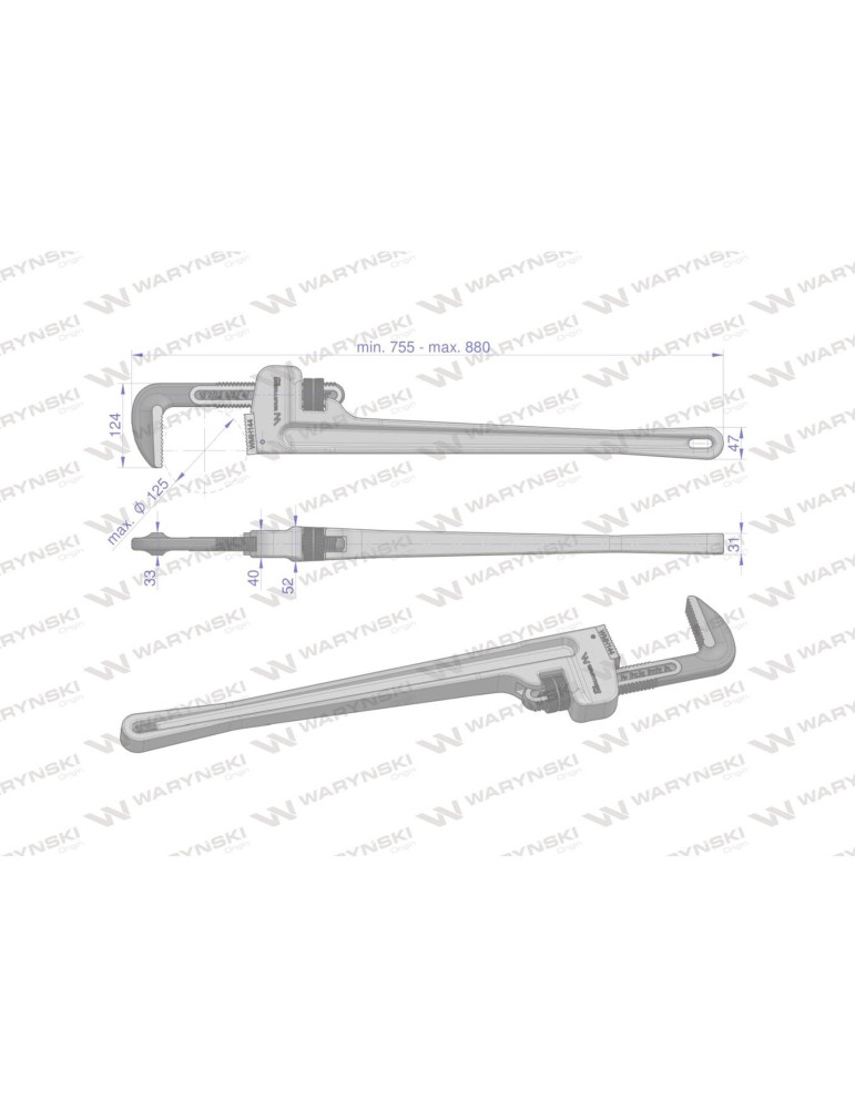 KLUCZ DO RUR 36" MAX 125MM WMH144
Klucz do rur typ amerykański 36" uchwyt alu wzmocniony szczęki CrMo max średnica 1...