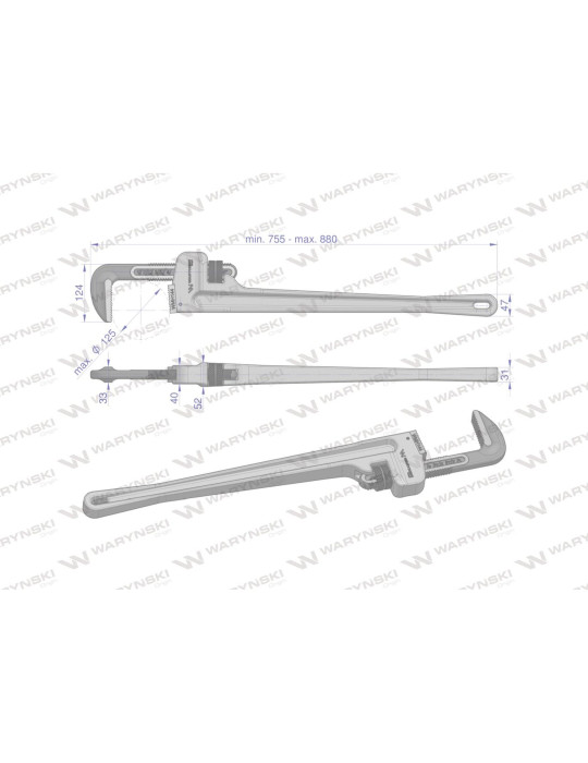 KLUCZ DO RUR 36" MAX 125MM WMH144
Klucz do rur typ amerykański 36" uchwyt alu wzmocniony szczęki CrMo max średnica 1...