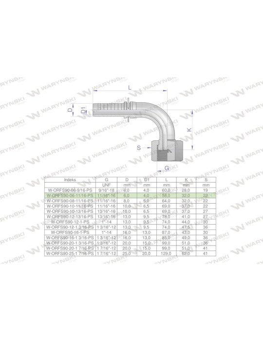 DKORFS90 DN06 11/16"-16 KOŃCÓWKA
W-ORFS90-06-11/16-PS

Zakucie hydrauliczne ORFS90 DN06 11/16"-16 PREMIUM Waryński...